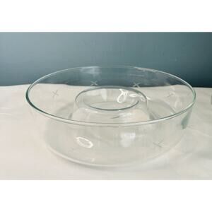 Princess House Crystal Chip & Dip Bowl Heritage Collection #401 Etched X Pattern